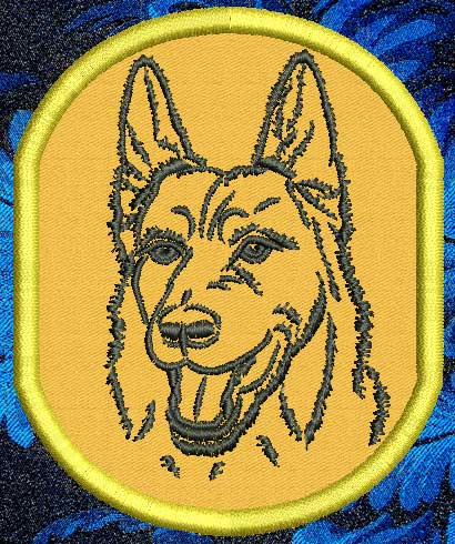 German Shepherd Portrait #2 - 4" Medium Embroidery Patch - Click Image to Close