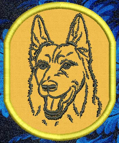 German Shepherd Portrait #2 - 3" Small Embroidery Patch - Click Image to Close