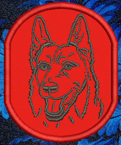 German Shepherd Portrait #2 - 3" Small Embroidery Patch - Click Image to Close