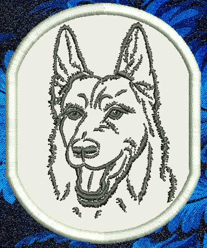 German Shepherd Portrait #2 - 3" Small Embroidery Patch - Click Image to Close