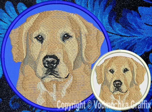 Golden Retriever BT2789 - 6" Large Embroidery Patch - Round - Click Image to Close