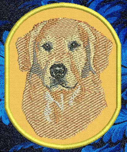 Golden Retriever BT2789 - 8" Extra Large Embroidery Patch - Oval - Click Image to Close