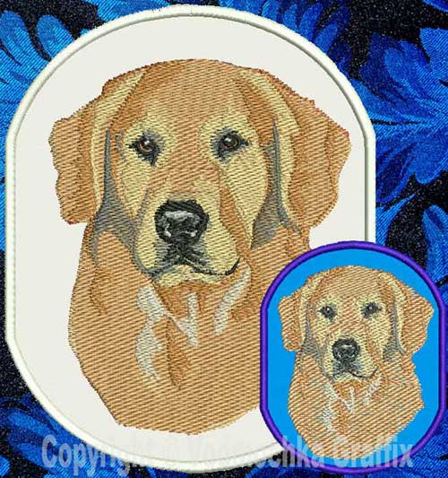 Golden Retriever BT2789 - 8" Extra Large Embroidery Patch - Oval - Click Image to Close