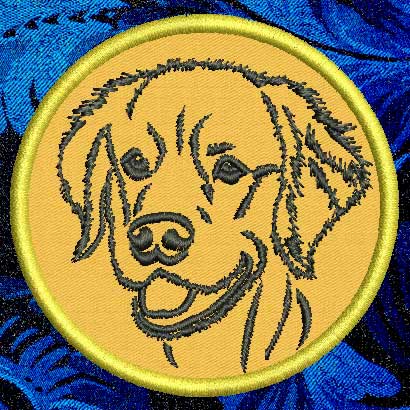 Golden Retriever Portrait #1 - 4" Medium Embroidery Patch - Click Image to Close