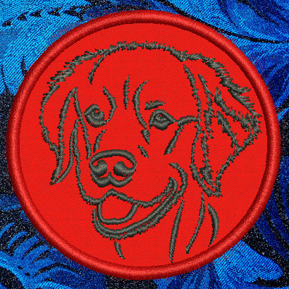 Golden Retriever Portrait #1 - 4" Medium Embroidery Patch - Click Image to Close