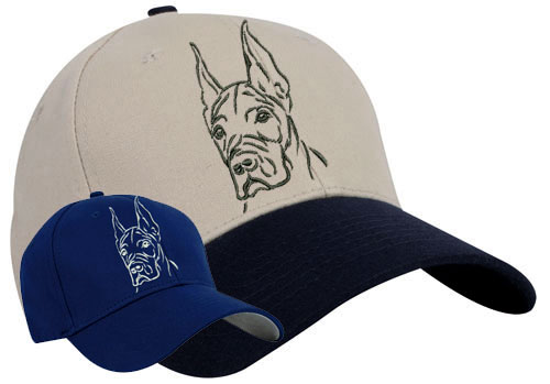 Great Dane Portrait #1 Embroidered Hat #1 - Click Image to Close