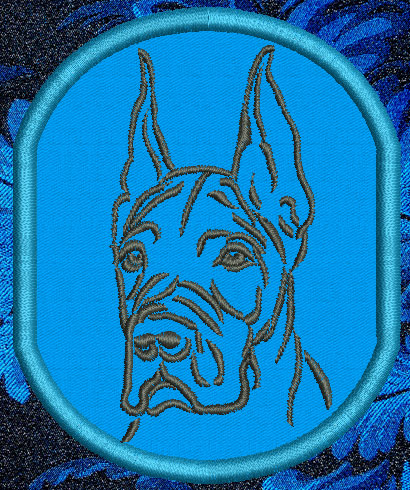 Great Dane Portrait #1 - 3" Small Embroidery Patch - Click Image to Close