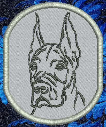 Great Dane Portrait #1 - 4" Medium Embroidery Patch - Click Image to Close