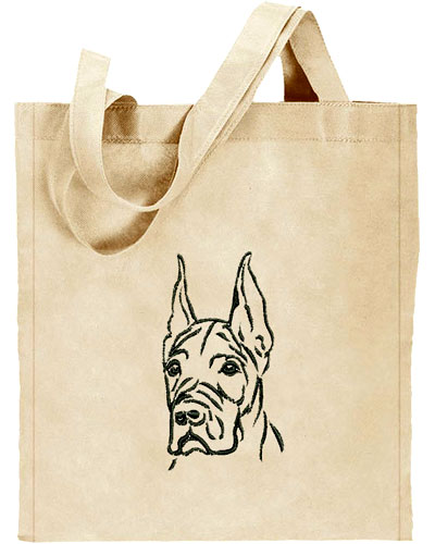 Great Dane Portrait #1 Embroidered Tote Bag #1 - Click Image to Close