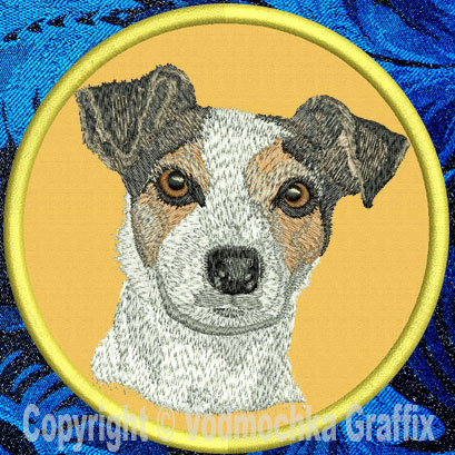 Jack Russell Terrier HD Portrait #1 - 8" Extra Large Emb. Patch - Click Image to Close