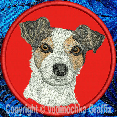 Jack Russell Terrier HD Portrait #1 - 8" Extra Large Emb. Patch - Click Image to Close