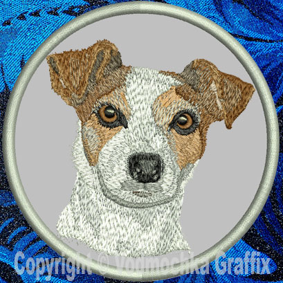 Jack Russell Terrier HD Portrait #2 10"Double Extra L Emb. Patch - Click Image to Close