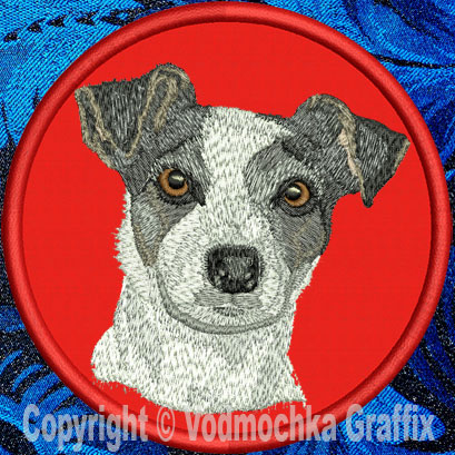 Jack Russell Terrier HD Portrait #3 - 8" Extra Large Emb. Patch - Click Image to Close
