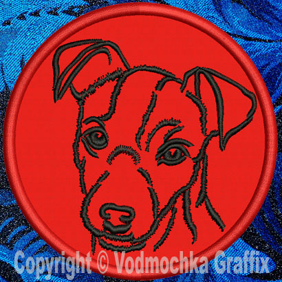 Jack Russell Terrier Portrait #1 - 4" Medium Embroidery Patch - Click Image to Close