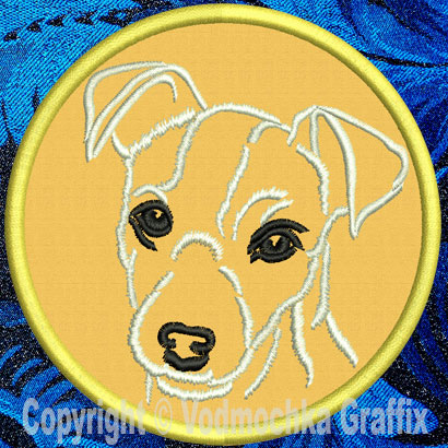 Jack Russell Terrier Portrait #2 - 4" Medium Embroidery Patch - Click Image to Close
