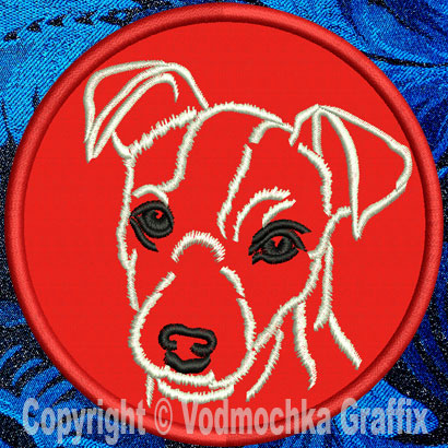 Jack Russell Terrier Portrait #2 - 3" Small Embroidery Patch - Click Image to Close