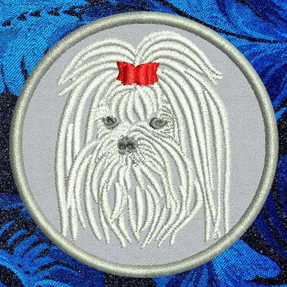 Maltese Portrait #1 - 3" Small Embroidery Patch - Click Image to Close
