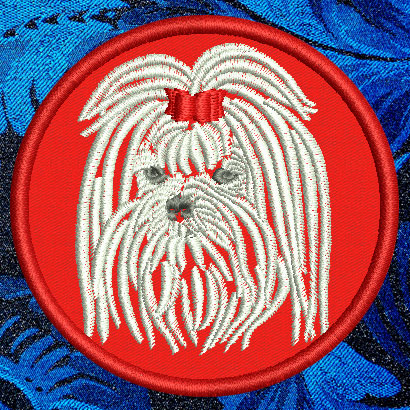 Maltese Portrait #1 - 4" Medium Embroidery Patch - Click Image to Close