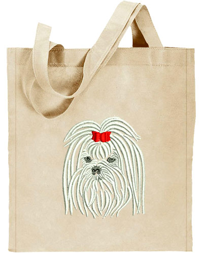 Maltese Portrait #1 Embroidered Tote Bag #1 - Click Image to Close