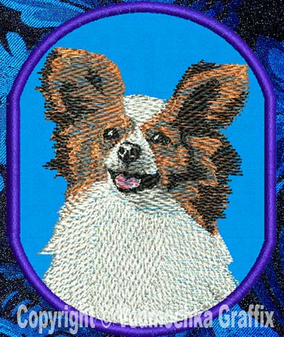 Papillon Dog BT3073 - 8" Extra Large Embroidery Patch - Click Image to Close