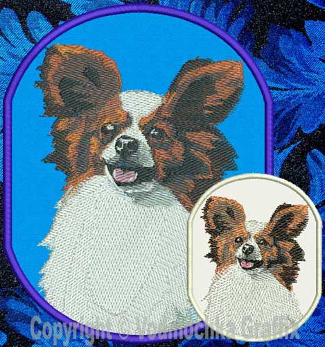 Papillon Dog BT3073 - 8" Extra Large Embroidery Patch - Click Image to Close