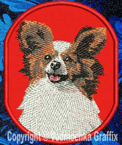 Papillon Dog BT3073 - 4" Medium Embroidery Patch - Click Image to Close