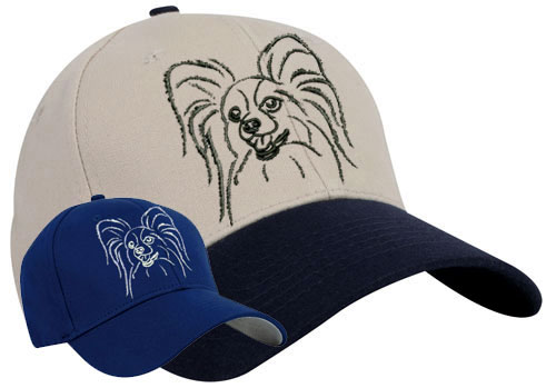 Papillon Dog Portrait #1 Embroidered Hat #1 - Click Image to Close