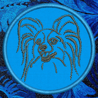 Papillon Dog Portrait #1 - 4" Medium Embroidery Patch - Click Image to Close