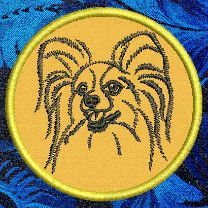 Papillon Dog Portrait #1 - 3" Small Embroidery Patch - Click Image to Close
