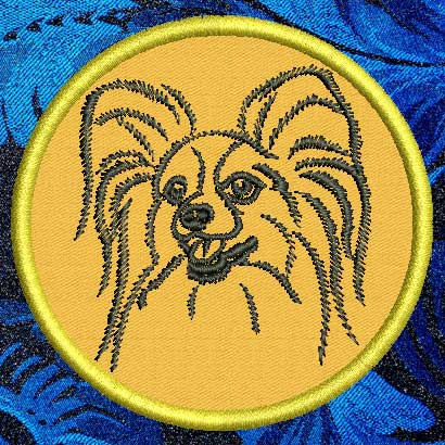 Papillon Dog Portrait #1 - 4" Medium Embroidery Patch - Click Image to Close