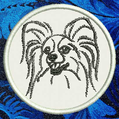 Papillon Dog Portrait #1 - 4" Medium Embroidery Patch - Click Image to Close