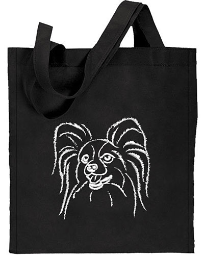 Papillon Dog Portrait #1 Embroidered Tote Bag #1 - Click Image to Close