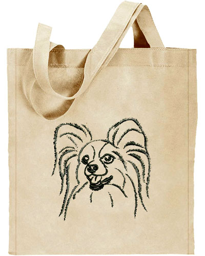 Papillon Dog Portrait #1 Embroidered Tote Bag #1 - Click Image to Close