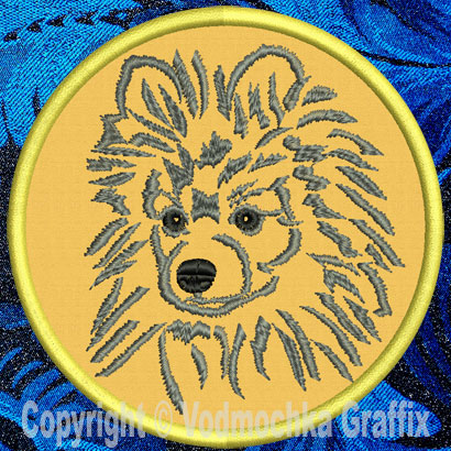 Pomeranian Portrait #1 - 3" Small Embroidery Patch - Click Image to Close