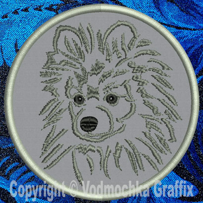 Pomeranian Portrait #1 - 4" Medium Embroidery Patch - Click Image to Close