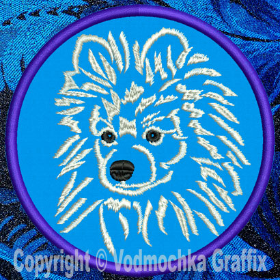 Pomeranian Portrait #2 - 4" Medium Embroidery Patch - Click Image to Close