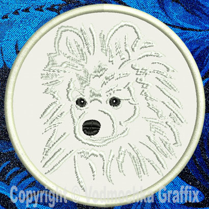 Pomeranian Portrait #2 - 3" Small Embroidery Patch - Click Image to Close