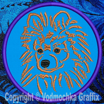 Pomeranian Portrait #3 - 4" Medium Embroidery Patch - Click Image to Close