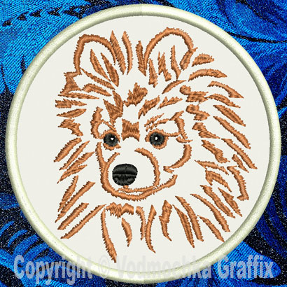 Pomeranian Portrait #3 - 4" Medium Embroidery Patch - Click Image to Close