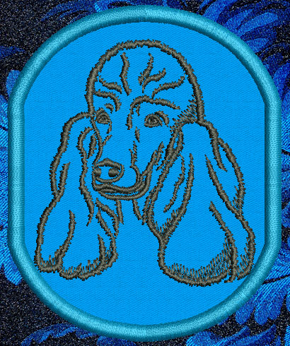 Poodle Portrait #1 - 4" Medium Embroidery Patch - Click Image to Close