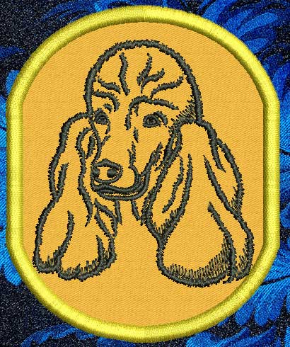 Poodle Portrait #1 - 4" Medium Embroidery Patch - Click Image to Close