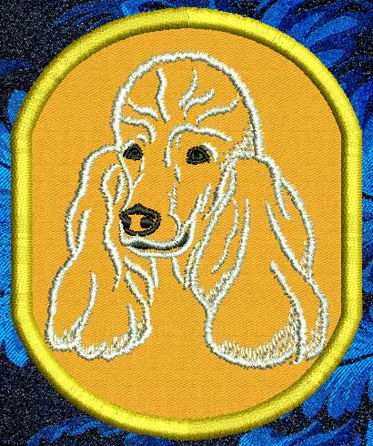 Poodle Portrait #2 - White 4" Medium Embroidery Patch - Click Image to Close