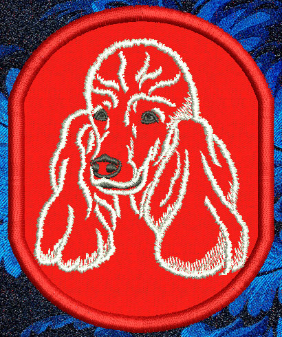 Poodle Portrait #2 - White 3" Small Embroidery Patch - Click Image to Close