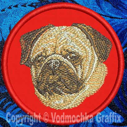 Pug BT2394 - 6" Large Embroidery Patch - Click Image to Close