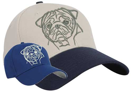 Pug Portrait #1 Embroidered Hat #1 - Click Image to Close