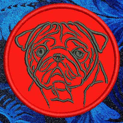 Pug Portrait #1 - 3" Small Embroidery Patch - Click Image to Close