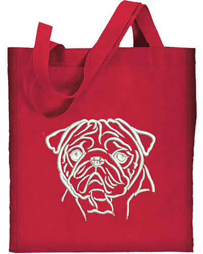 Pug Portrait #1 Embroidered Tote Bag #1 - Click Image to Close