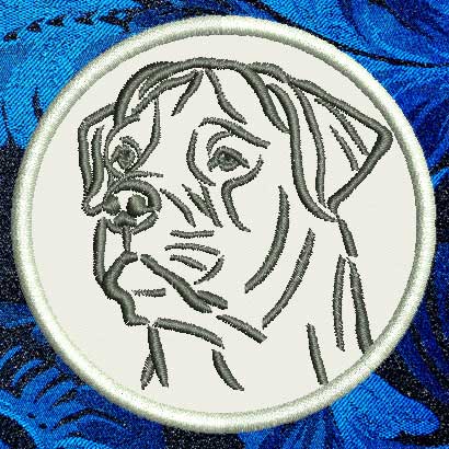 Rottweiler Portrait #1 - 4" Medium Embroidery Patch - Click Image to Close