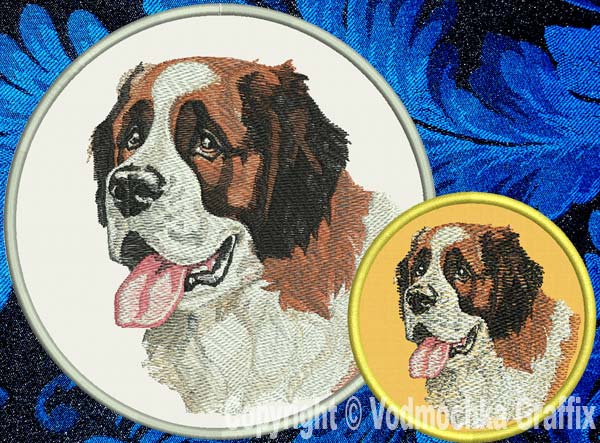 Saint Bernard BT2712 - 7" Extra Large Embroidery Patch - Click Image to Close