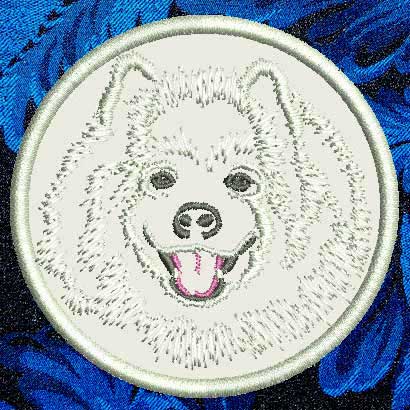 Samoyed Portrait #1 - 3" Small Embroidery Patch - Click Image to Close